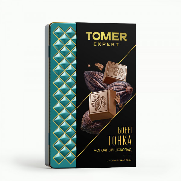 №1 Фабрика Томер металлический бокс Молочный шоколад БОБЫ ТОНКА , 90г в Сочи