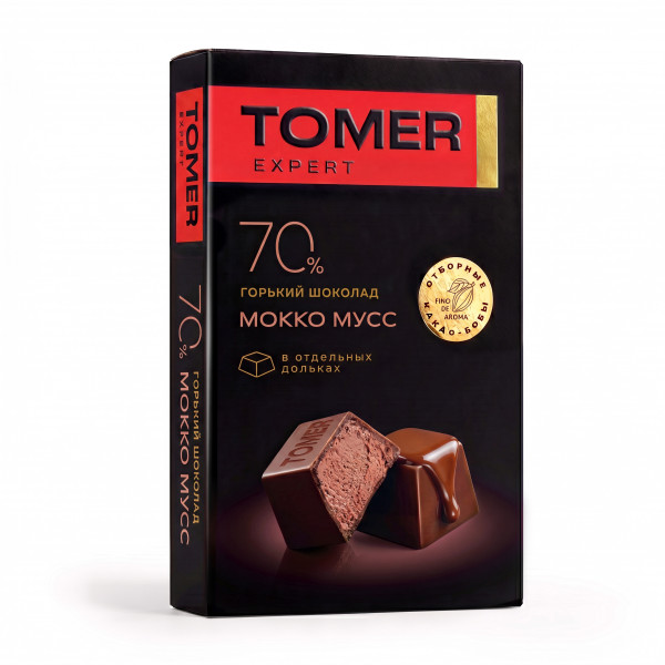 №1 Фабрика Томер  Горький шоколад с начинкой МОККО МУСС, 110г в Сочи