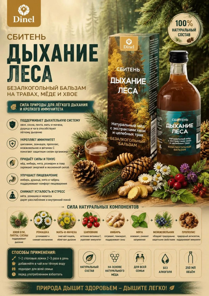  Сбитень Дыхание леса, 250мл  в Сочи